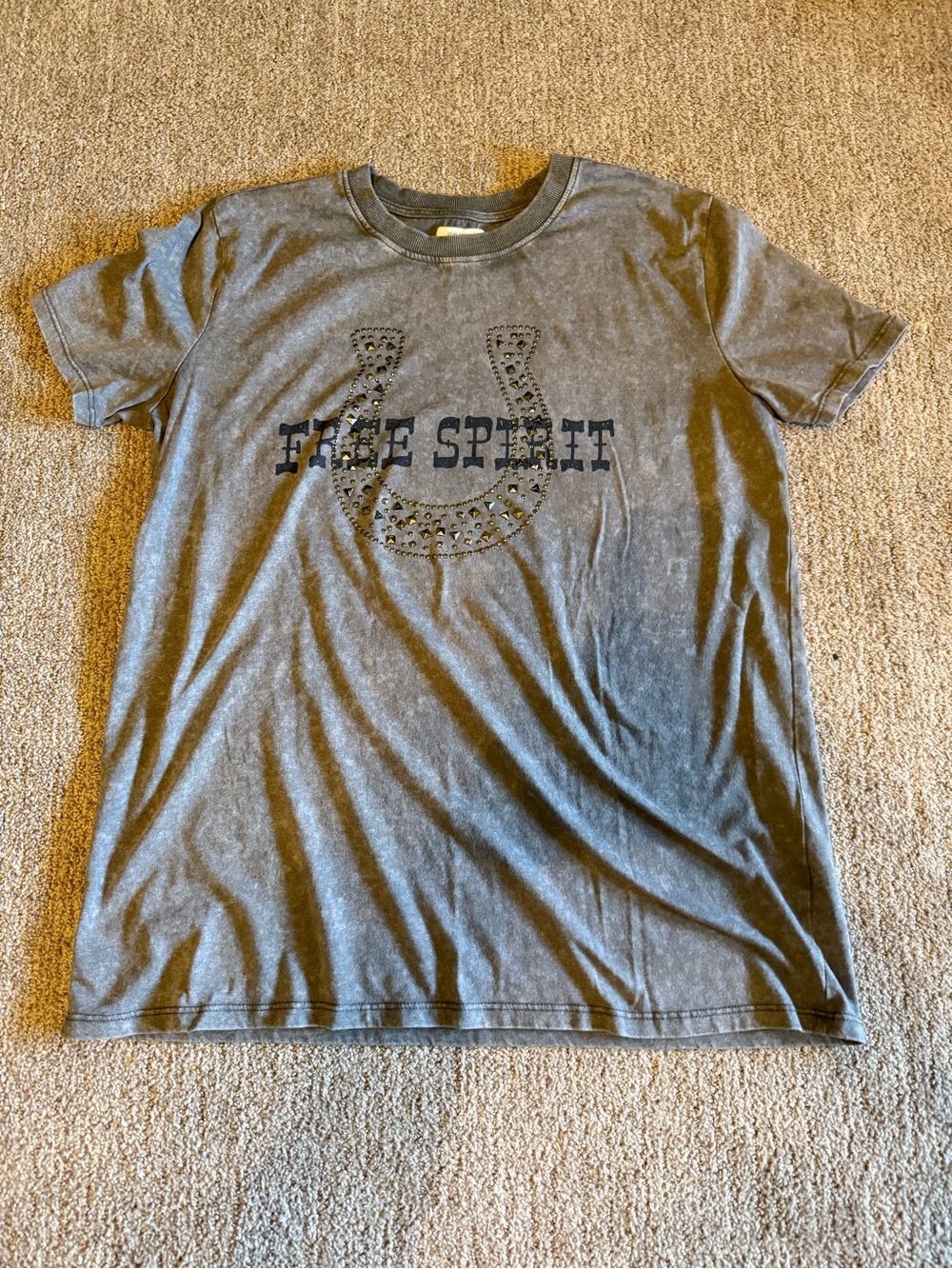 Maurices Gray 'Free Spirit' Studded Horseshoe Short Sleeve Tee